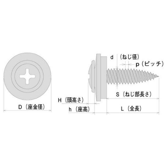 TT419AZW トルネードポイント トラス＋AZワッシャー 三価ユニクロ 4×19