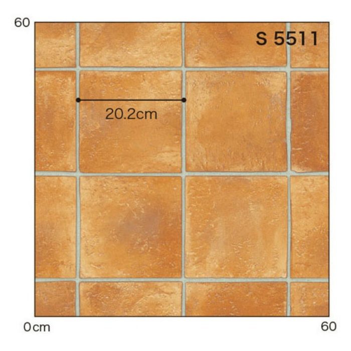 S5511 ポンリューム 住宅用クッションフロア 床暖＆土足対応フロア テラコッタ 厚み2.3mm