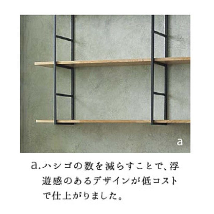 KB-001 キッチン上プラン 棚（樹種：オーク カラー：クリア塗装） 金物（カラー：ブラック色）