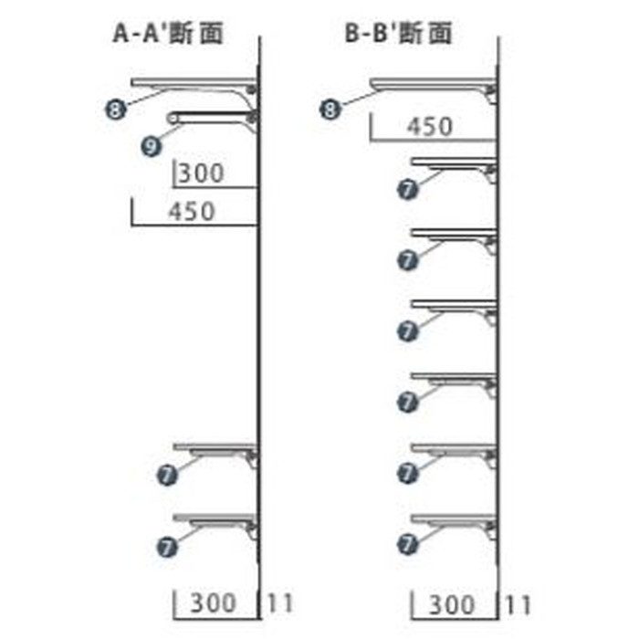KN-003 玄関まわり シューズクローク 棚・木製バー（樹種：ニュージーパイン カラー：ナチュラル色） 金物（カラー：ブラック色）
