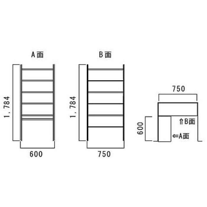 SC-A シューズクロークA面 カタログプラン 木目柄の棚（サイズ：高さ1800×横幅600×奥行300 カラー：ペール色） 金物（カラー：ブラック）