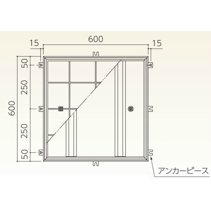 NHST-600 床点検口 ニューハッチ 標準タイプ 600×600 テーパー形状