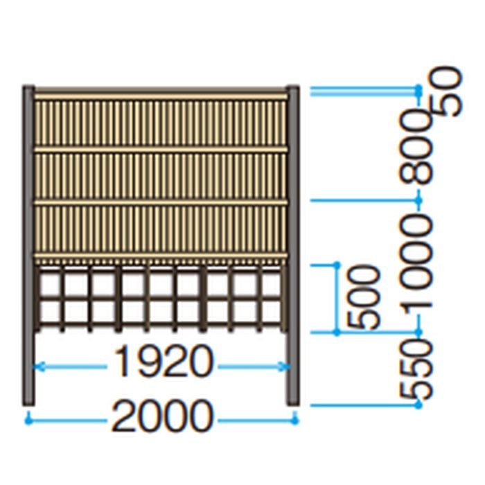 e-バンブーユニット 建仁寺垣 四ツ目入パネルH1800タイプ 両面 真竹