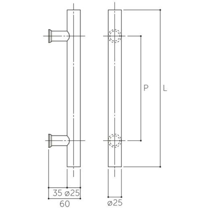MDS-110 ドアハンドル サイズ300 HL