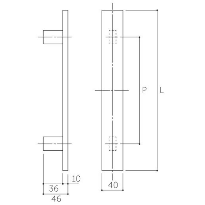 MDS-100 ドアハンドル サイズ600 HL