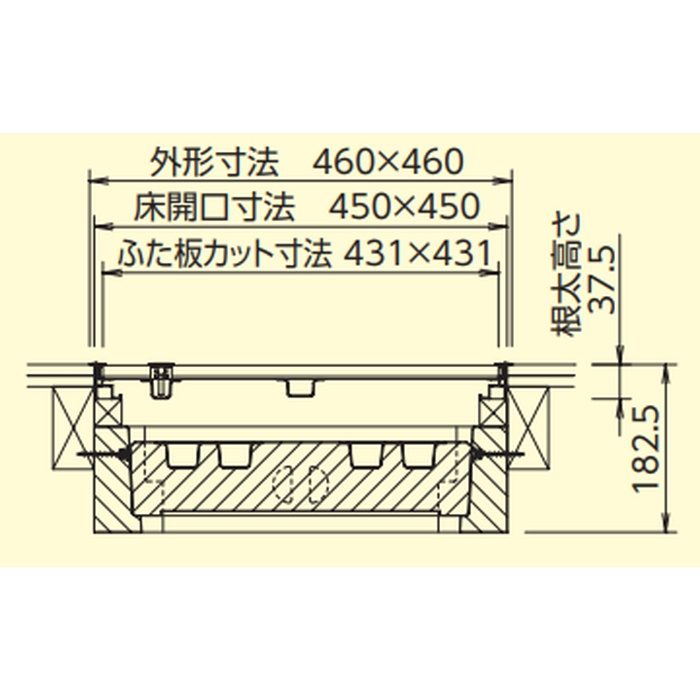 TB45DSJTKS アルミ枠 床下点検口 断熱タイプ 450角タイプ TKスペーサー仕様 シルバー YPC(吉川化成)【アウンワークス通販】