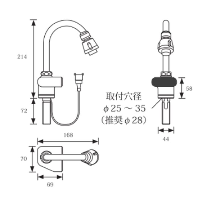 VF-5S 自動水栓デルマン 台付け用 単水栓 AC100V式 スワンパイプ型