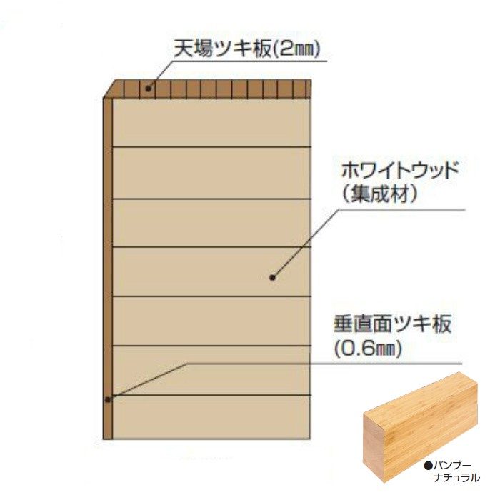 玄関部材 上框 90×150×2950mm バンブーナチュラル