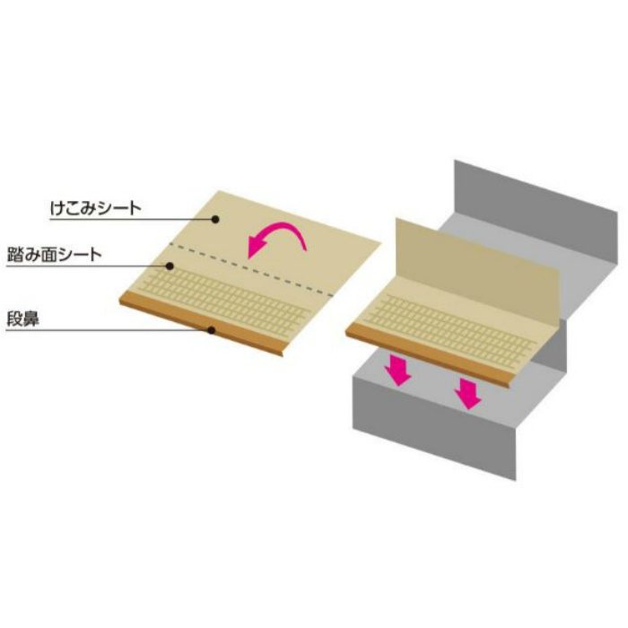 FZK-407 エミネンスフロア タフステップ（踏み面・けこみ一体型） フラット防滑タイプ 121.5cm巾×48cm奥行 7枚／ケース