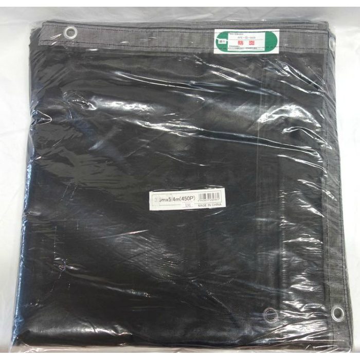 輸入防炎メッシュシート ブラック 3.6×5.4m ハトメピッチ450mm