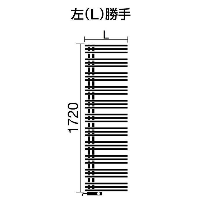 YAER1760A(L)-P001 タオルウォーマー＋リミテッドスペースヒーター YAE-Rシリーズ 壁直角取り付け仕様（標準色塗装） 左（L）勝手 H1720×L600×D89mm ホワイト