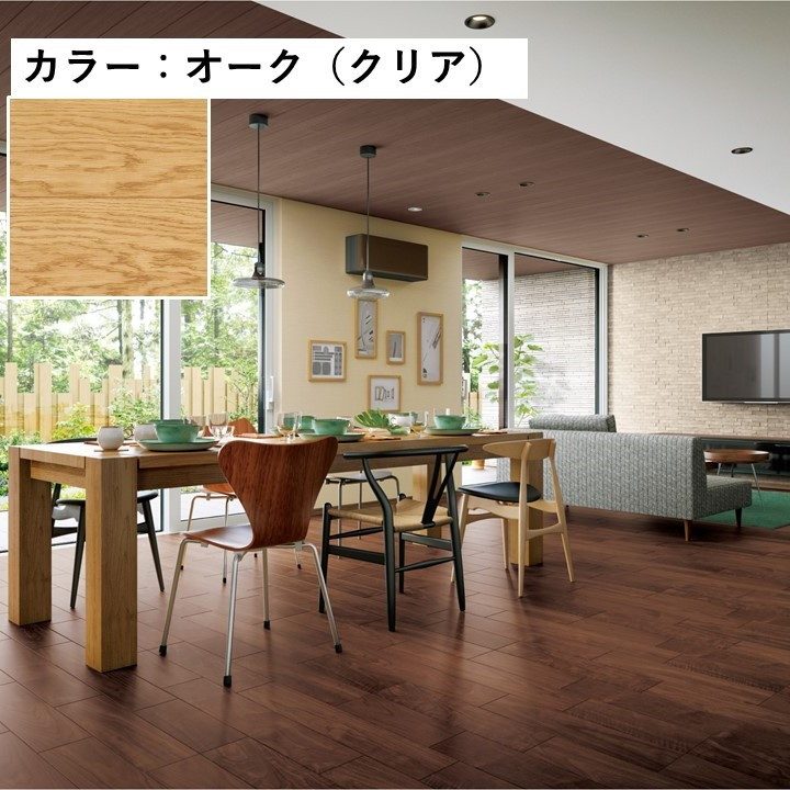 YP78-30 ジオナチュラル 12mm厚 2P オーク(クリア) 303×1818mm 6枚入 WPC床材戸建用