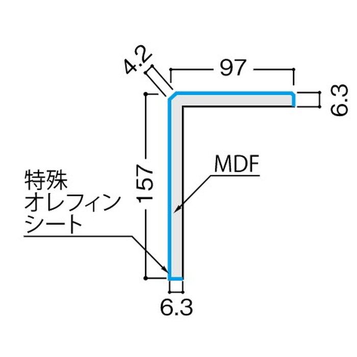 YR53-13MJ リモデル造作材 リモデル框 6TⅡ 厚6.3mm 97×157×2950mm 両面テープ同梱 クリアベージュ