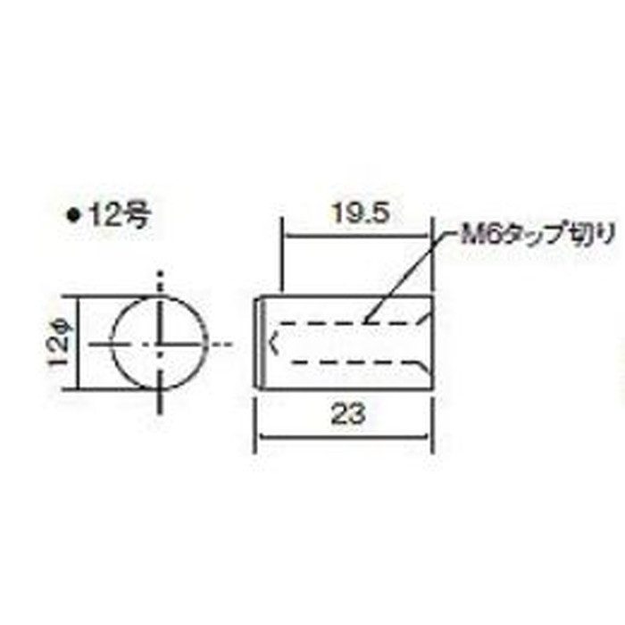 15876 両面ダボ 真鍮 12号・12×23mm Ni（ニッケル） M6 （4個入）