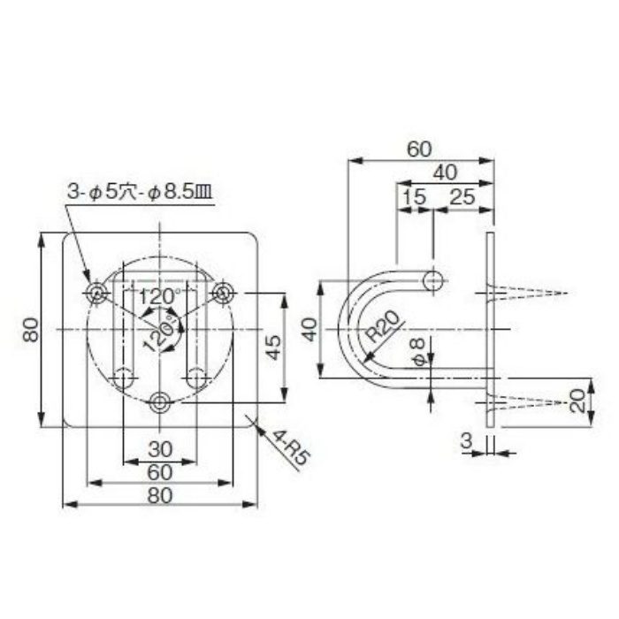 242-273 ワンちゃんフック スクエアベース