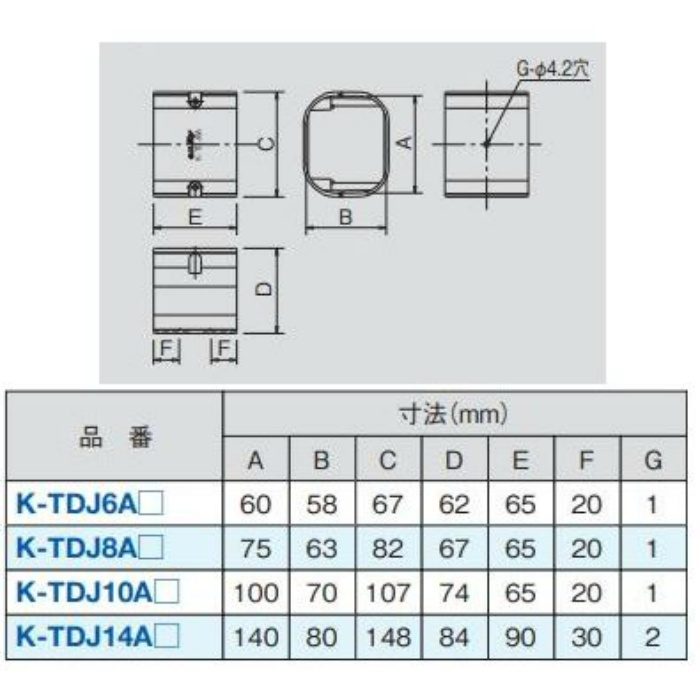 K-TDJ8AC 樹脂製化粧ダクト スカイダクト TDシリーズ ジョイント 82mm アイボリー
