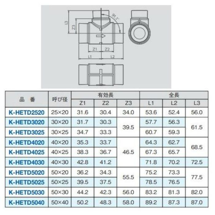 ｵｰｹｰ器材 K-HETD 断熱ﾄﾞﾚﾝ継手 ﾁｰｽﾞ 50X30 <br>K-HETD 50X30 <br><br