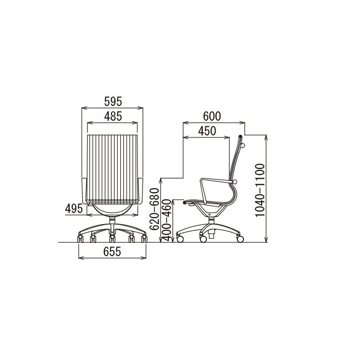 M-1075(V17)BK オフィスチェア M-1000シリーズ ハイバックタイプ