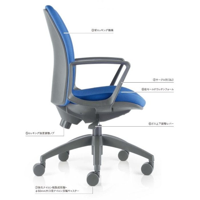 OA-2125(FG3)BK オフィスチェア OA-2100シリーズ ミドルバック 肘なしタイプ 防汚性布張り