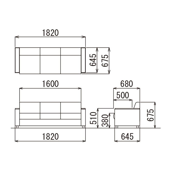 RE-2683(V4)BK 応接ソファー・チェア トレッタソファー（ビニールレザー張り） ブラック（木部 チェリー色）