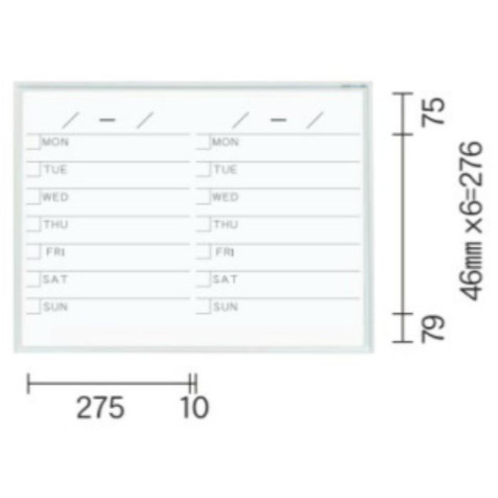 MR2S ホワイトボード MRシリーズ（壁掛）ホーローホワイト スケジュール W610×H460mm