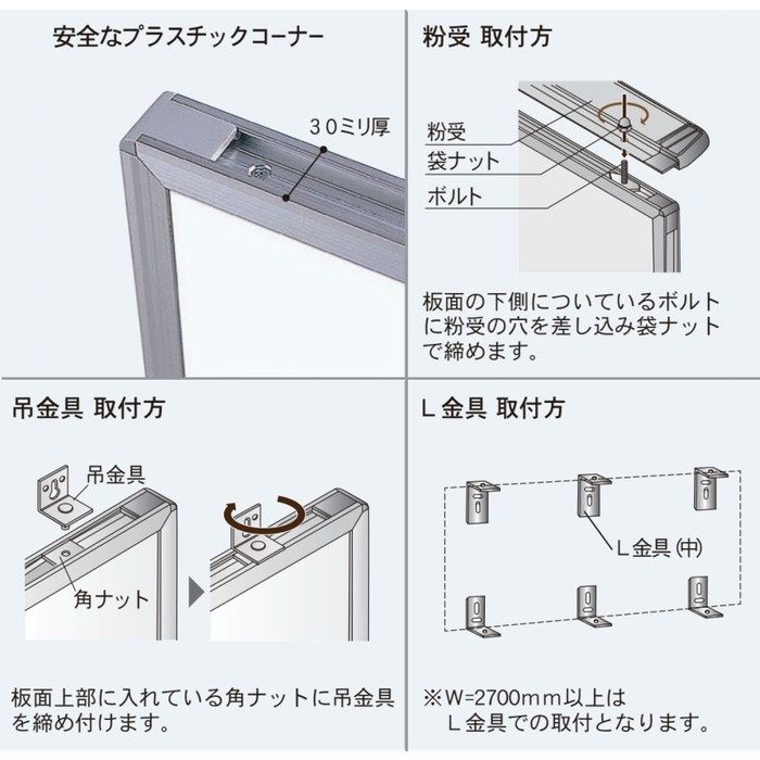 PK312-733 Pシリーズ（壁掛・壁付） ワンウェイ掲示板 3600×915mm 733