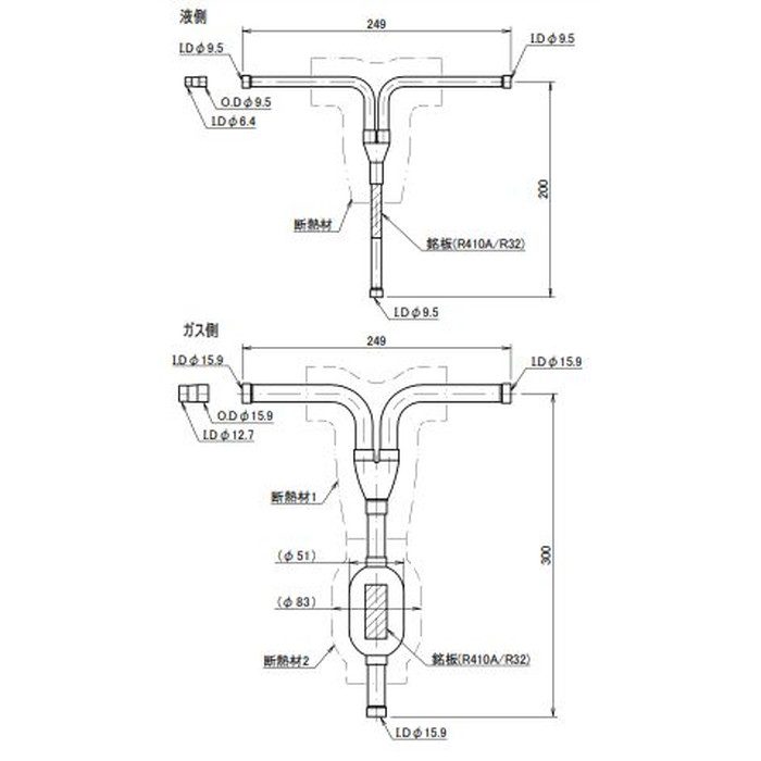 SZRG140BYNDF+KHRP58S216T Eco ZEAS 天井埋込カセット形 エコ・ダブルフロー 標準タイプ ツイン同時マルチ P140形 三相200V 分岐管セット パネル（フレッシュホワイト） ワイヤレス