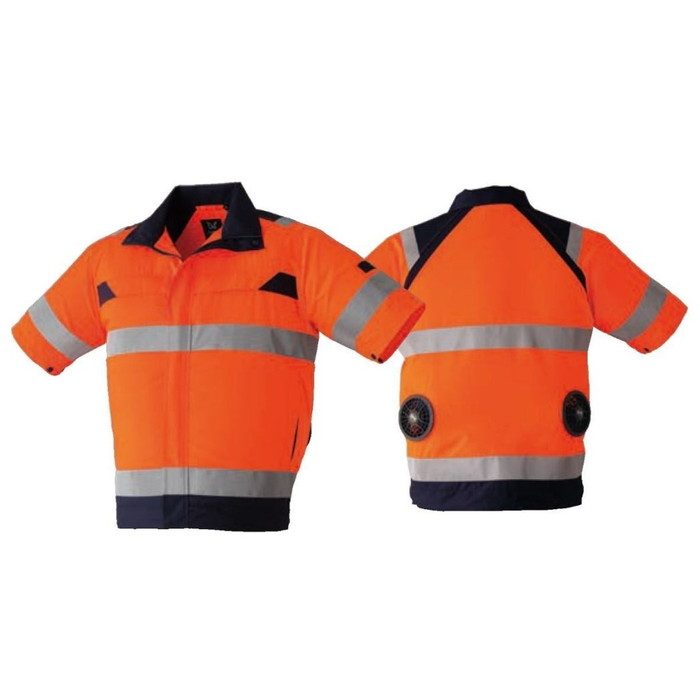 9207-C60 空調服Ⓡ 高視認半袖ブルゾン（ウェアのみ） 蛍光オレンジ 5L