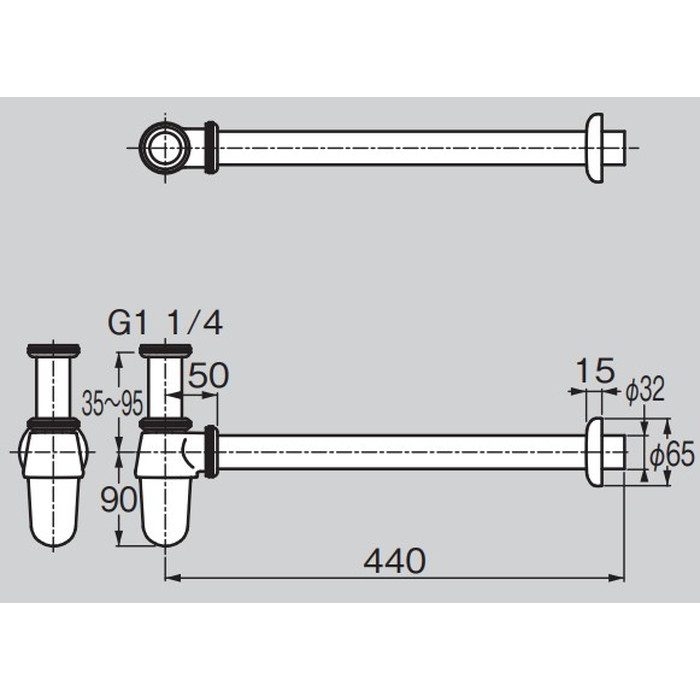 HG52053L ボトルトラップ ヨーロッパ製洗面器・手洗器用 クロム セラトレーディング【アウンワークス通販】