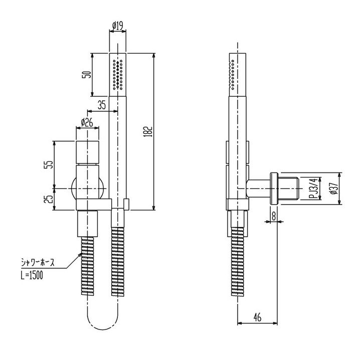 VL070RMT-16 取付金具付シャワーフック VOLAシリーズ クロム