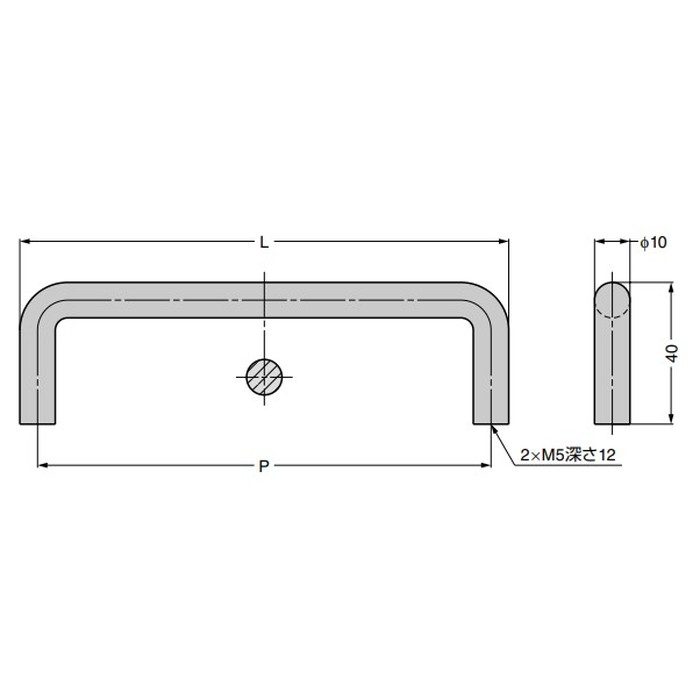 14-3812-P4-225 d line ステンレス鋼製ハンドル 14-3812型 L234mm PVDコーティング／ブラック
