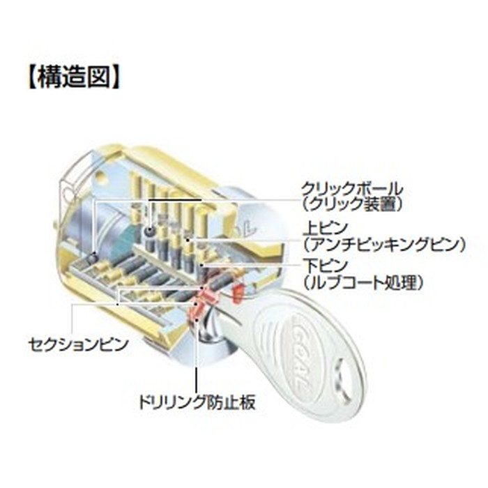 CYL-V18-SG シリンダー錠 CYL-V18型 LX型ケースロック用 真鍮ヘアライン仕上クリアー