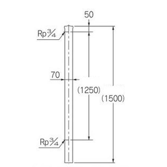 6161BS-20X1500 ステンレス水栓柱 20mm 70角 長さ1500mm カクダイ