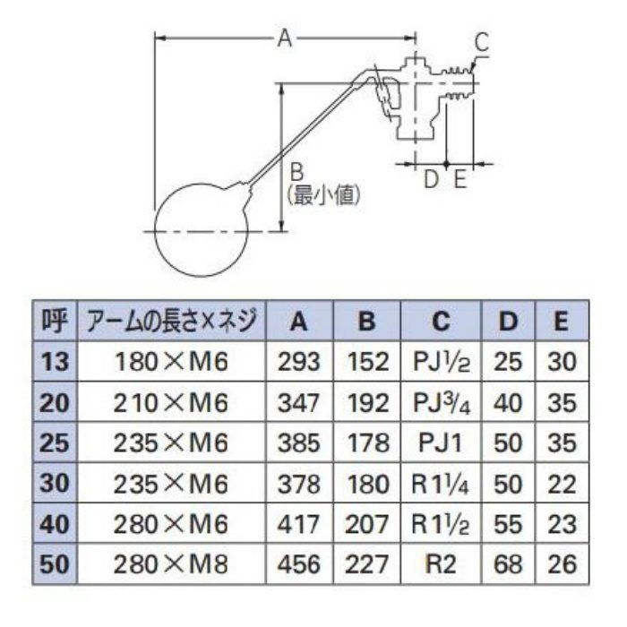660-032-25 複式ボールタップ 水位調整機能付き 235×M6
