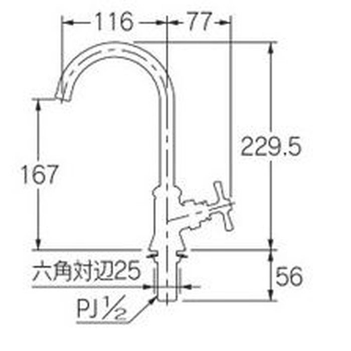 入荷待ち】700-781-AG 立形スワン水栓 秋津 アンティークゴールド