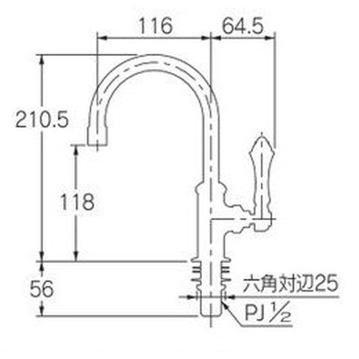 700-783-AG ガーデン用立形スワン水栓 アンティークゴールド カクダイ