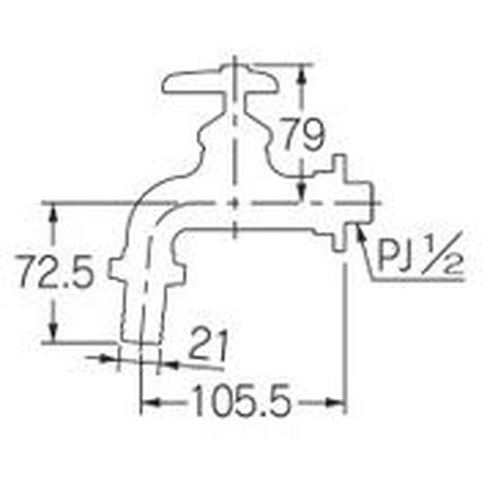 703-111-13 カップリング付き横水栓 呼20二条ネジスピンドル固定コマ