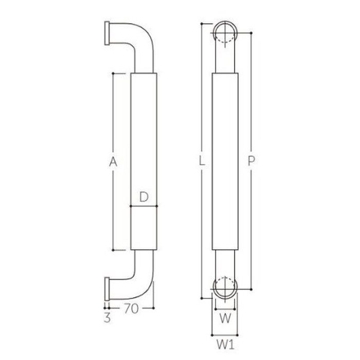 W-5000 ナチュラルO型ハンドル ブラックシールド（両面用・30φ） 450mm ダークオーク【セール開催中】