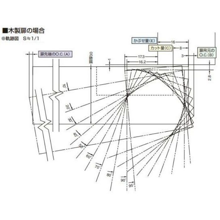 J95-C24-16T BN LAMP 重量用ワンタッチスライド丁番 J95 PAT キャッチ付 黒ニッケルめっき