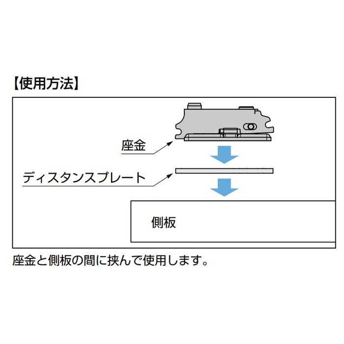 J95-DP2 LAMP ディスタンスプレート 重量用ワンタッチスライド丁番 J95用 2mm厚 グレー