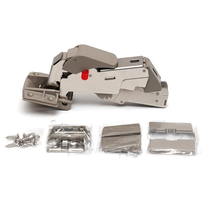 【入荷待ち】J160-D22-25T-NI LAMP 重量用広角度開きワンタッチスライド丁番 J160 ダンパー内蔵タイプ PAT ニッケルめっき