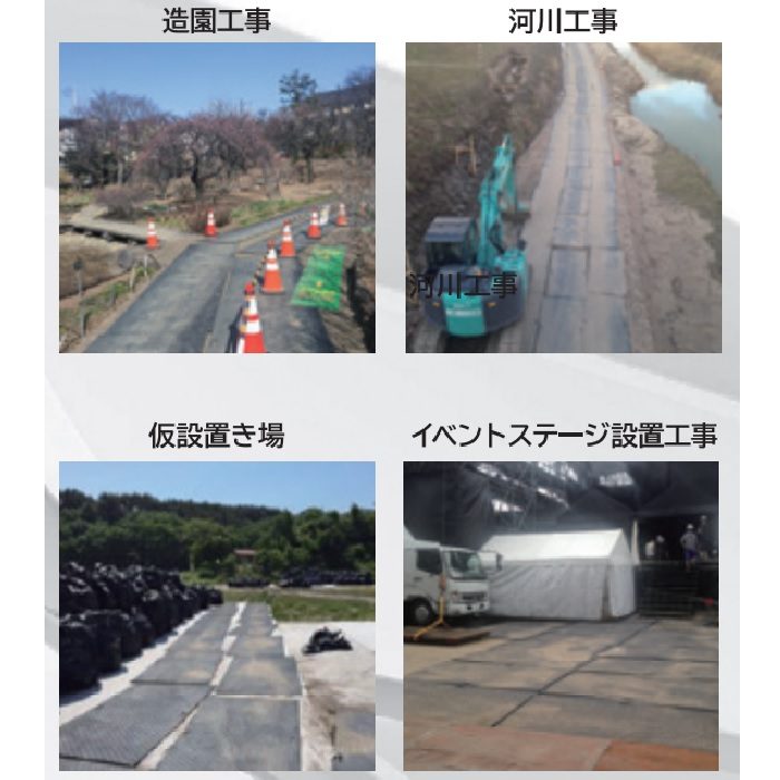 B1224-20-GY 養生用敷板 Wボード48 20mm 4×8（板厚13mm） 両面凸 持手穴2ヶ所 グレー