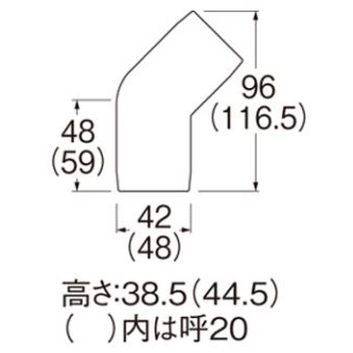 R58-31-13 平面エルボカバー45° 呼13 H38.5mm