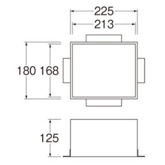 R81-50-180X225 散水栓ボックス（床面用） 側面厚さ5mm フタ厚さ3mm（補強枠付） 埋没防止用金具付 ヘアライン仕上