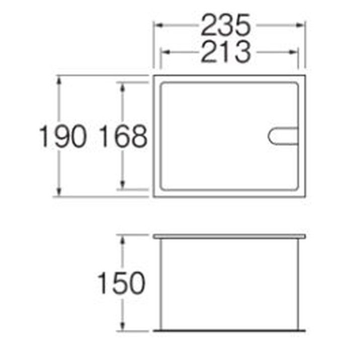 R8121 散水栓ボックス（床面用） フタ厚さ3mm 底板なし ヘアライン仕上