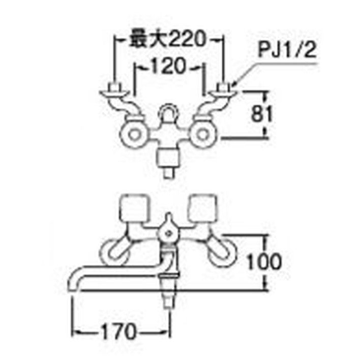 SK11T2-W-13 ツーバルブシャワー混合栓 共用形 手元ストップ SANEI