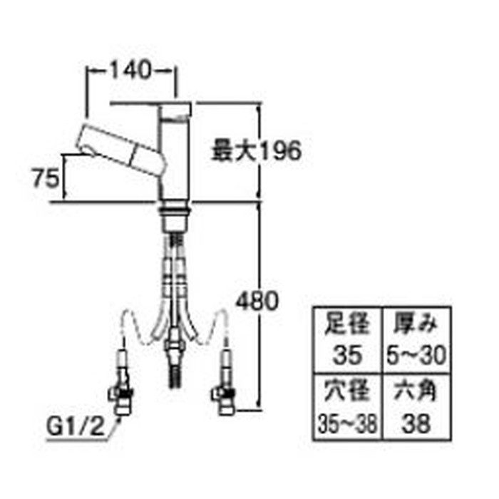 K47531EJK-MDP シングルワンホール洗面混合栓 column 寒冷地用 マット