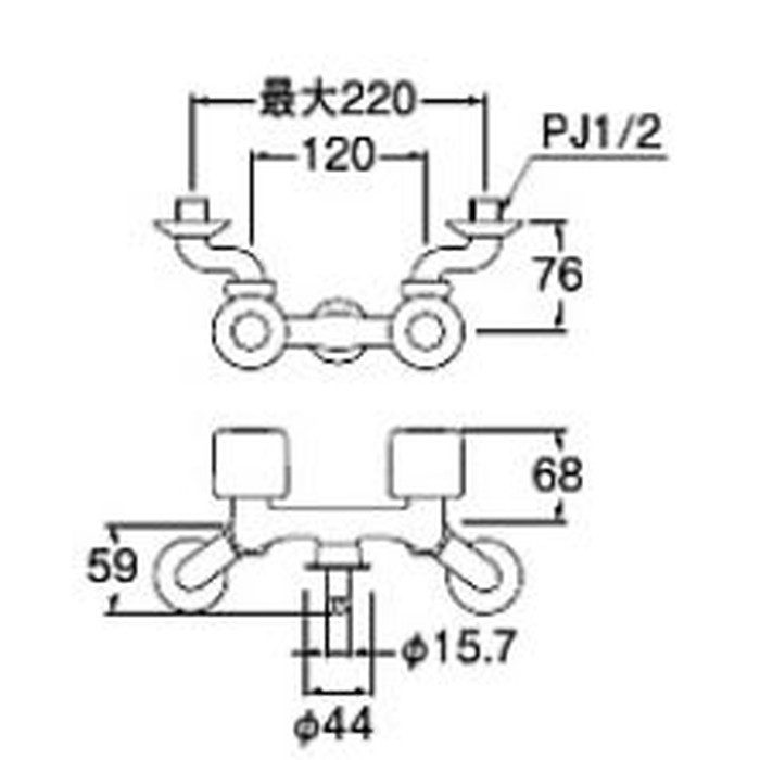 K1101TV-1-W ツーバルブ洗濯機用混合栓 オートストッパー付 SANEI