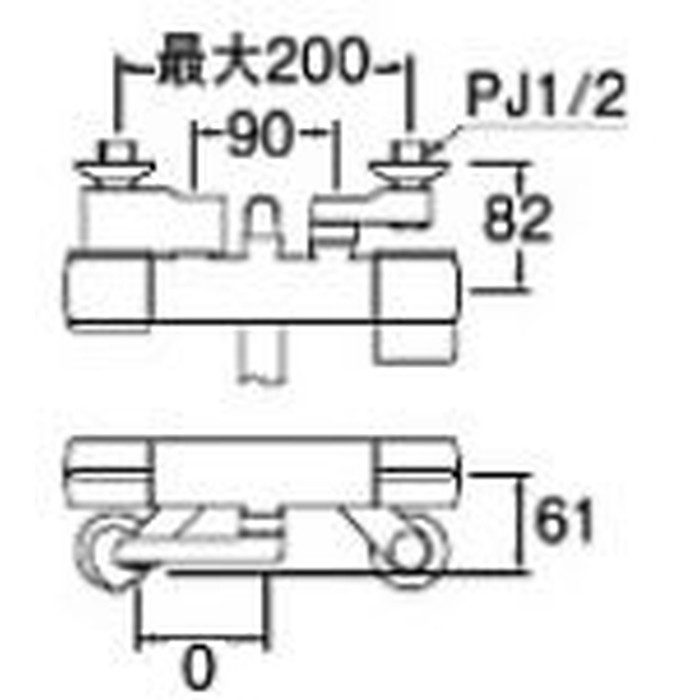 SK18CK-T5LN サーモシャワー混合栓 手元ストップ パイプL0mm 寒冷地用