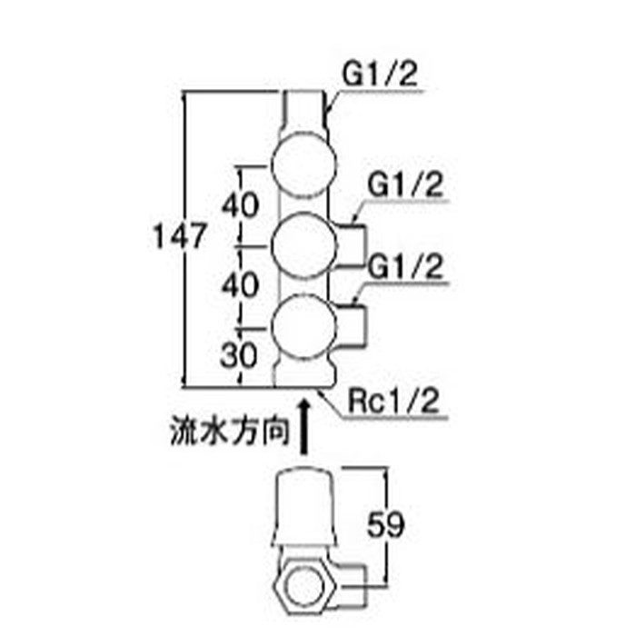 B3112A-R-13-B スマートヘッダー 共用形 吐水・止水ハンドル操作 青